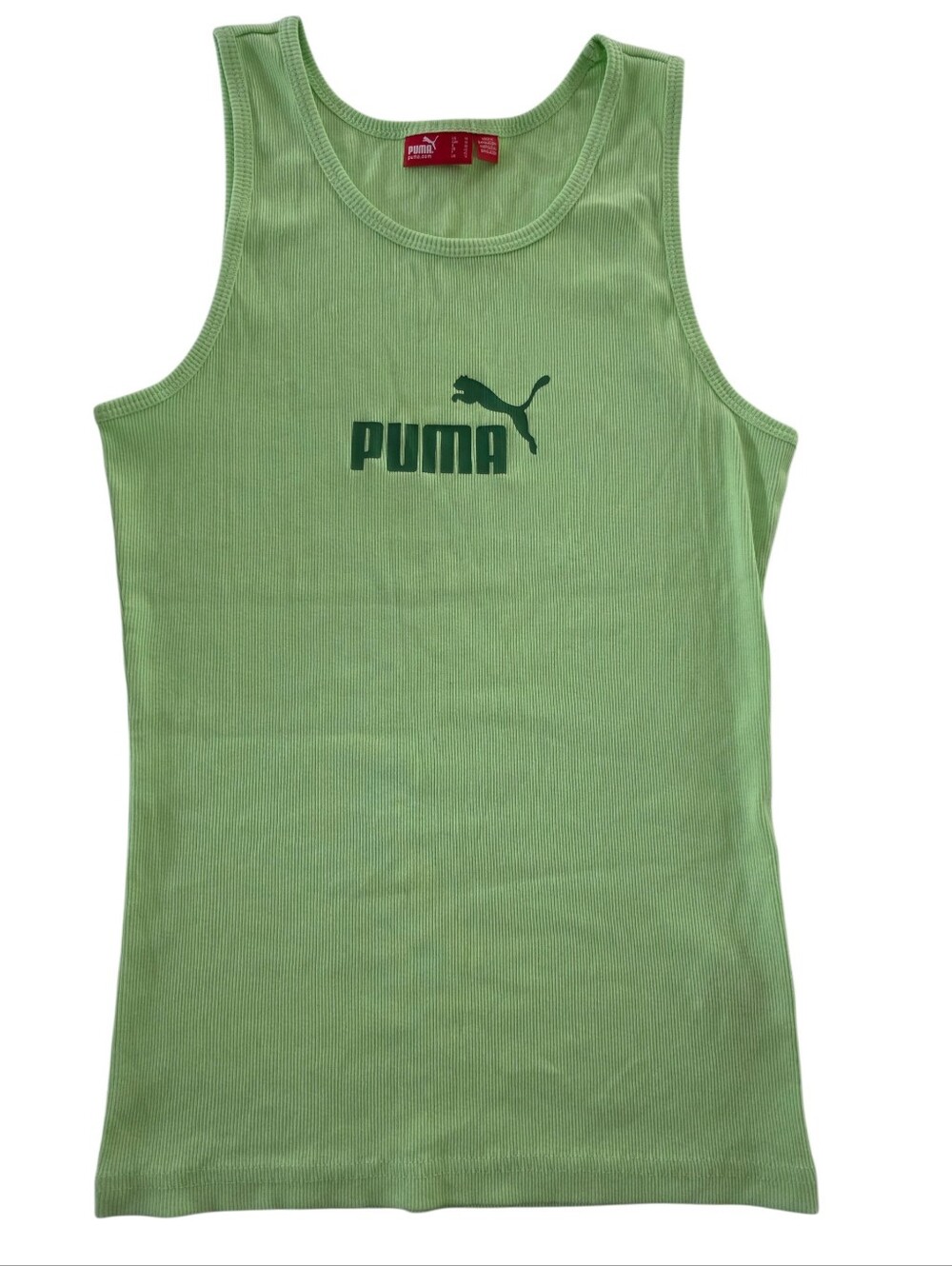 Puma Ribbed Tank Top Neon Green Size Medium